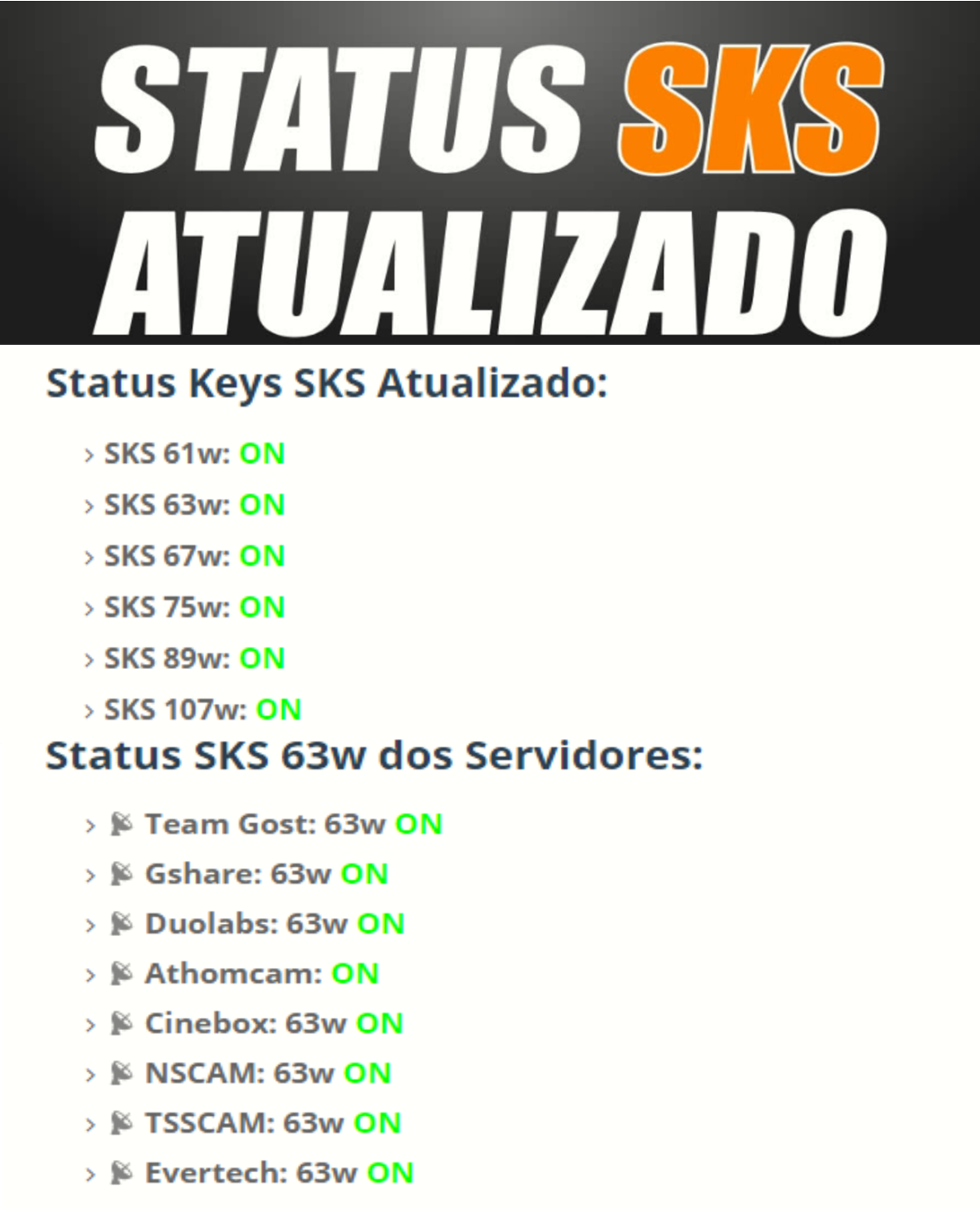 STATUS DO SKS 
